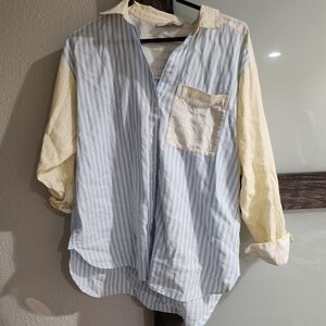 3/$15 LOFT Blue and Cream Striped Shirt